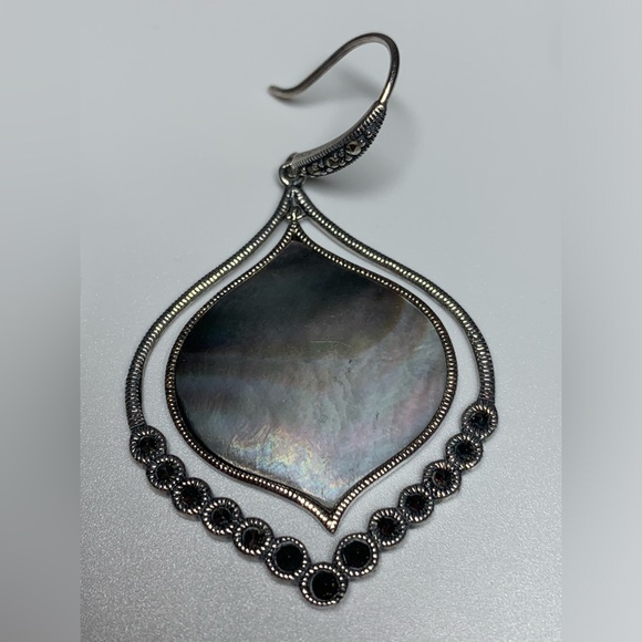 Silpada RARE HTF Sterling & Abalone w/Marcasite CONTOUR Drop Earrings - Picture 12 of 16